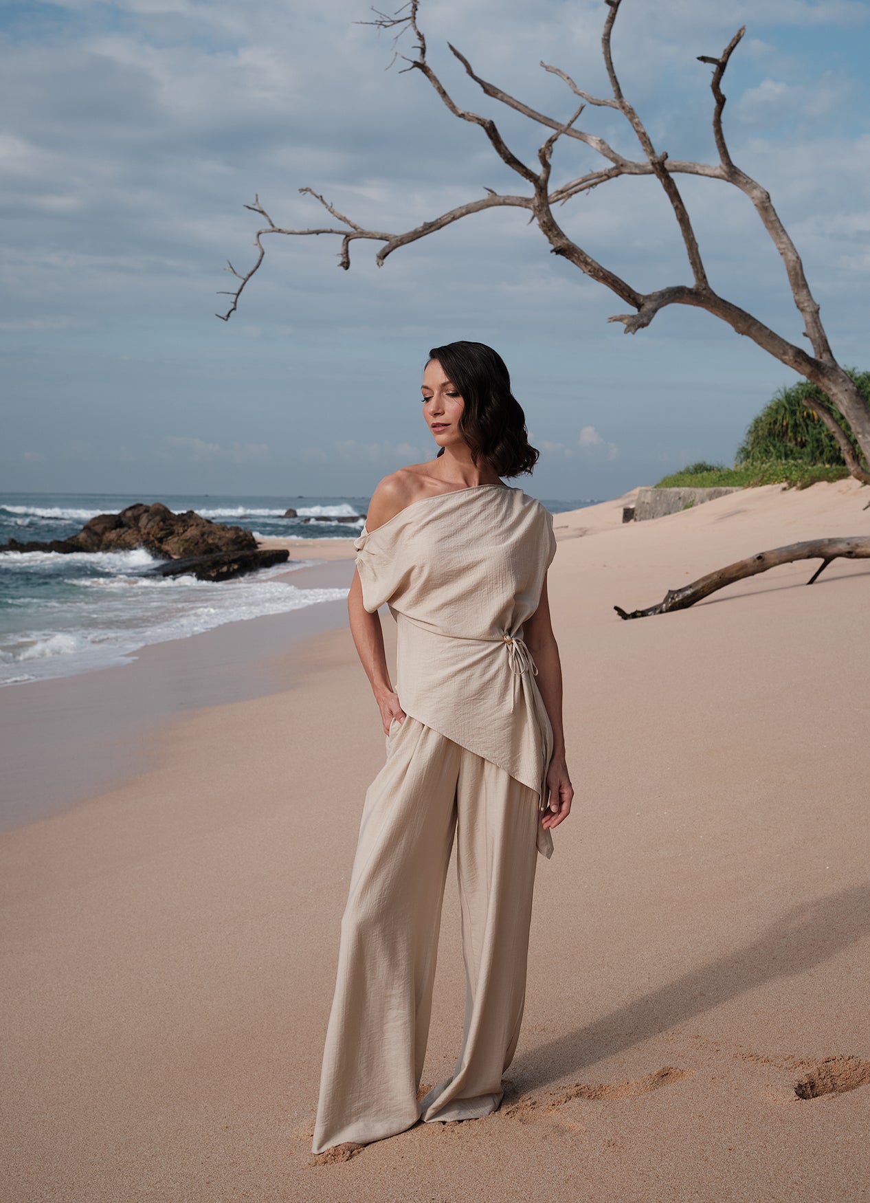 RINA DROP SHOULDER SET : NUDE