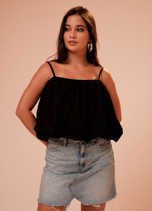 AVA BALLOON TOP : BLACK