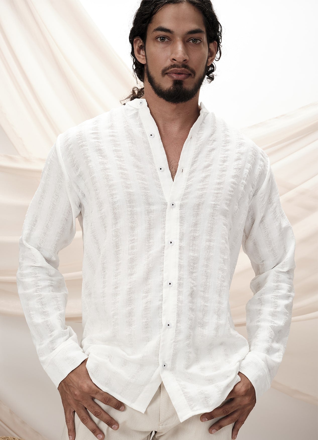KAI STRIPE SHIRT : WHITE