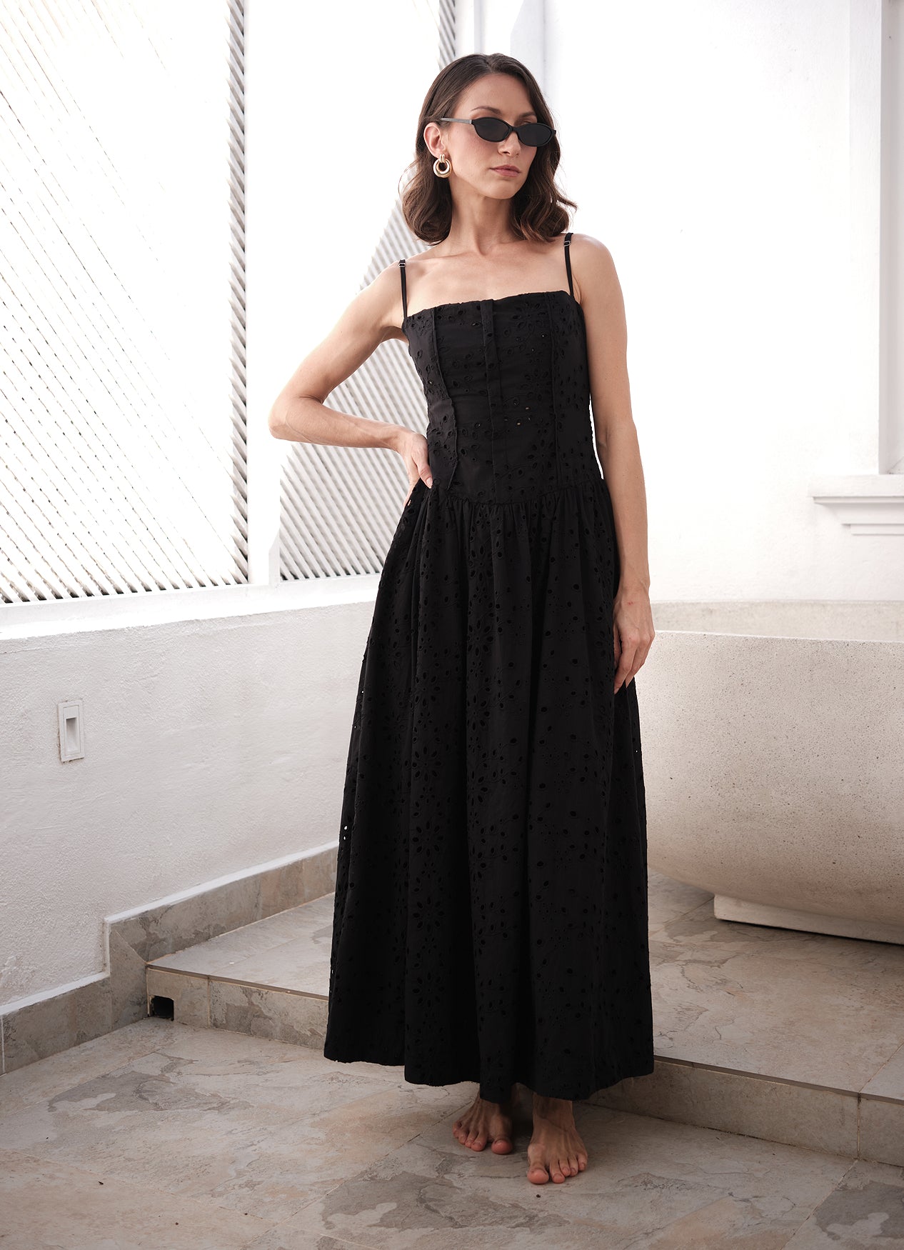 IVY DROP WAIST DRESS INK