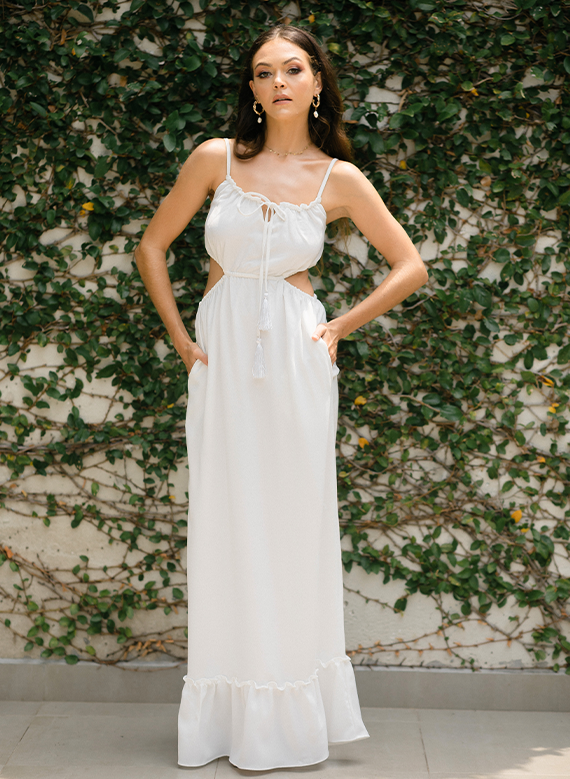 BLAKE CUT OUT MAXI DRESS : WHITE