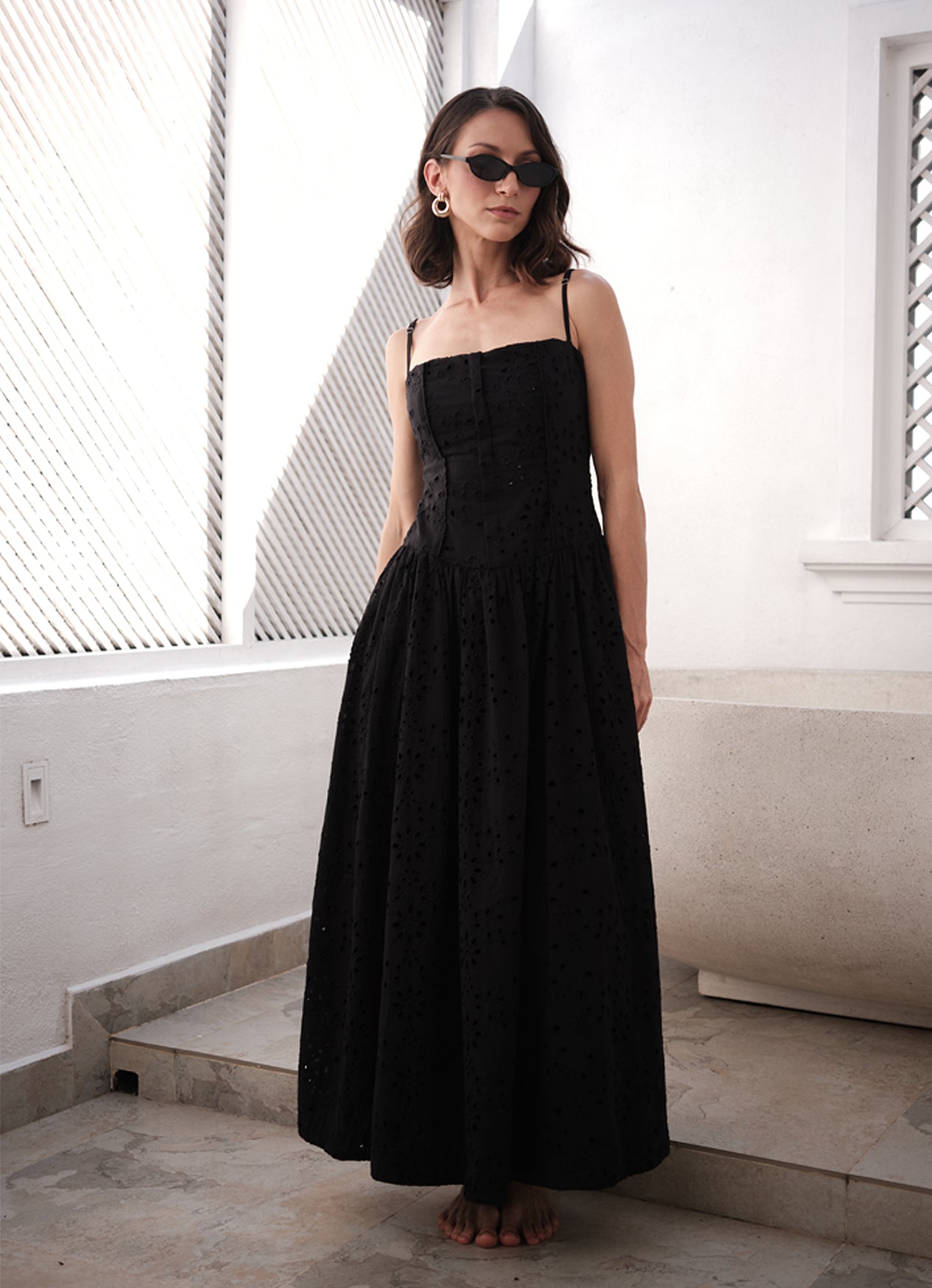 IVY DROP WAIST DRESS INK