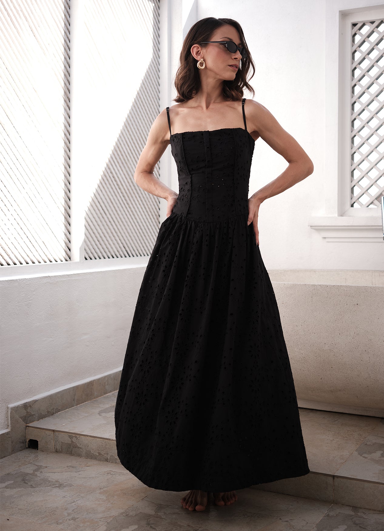 IVY DROP WAIST DRESS INK