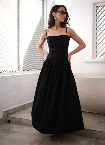 IVY DROP WAIST DRESS INK