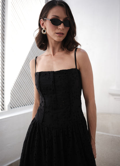 IVY DROP WAIST DRESS INK