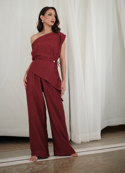 RINA DROP SHOULDER SET : RUBY