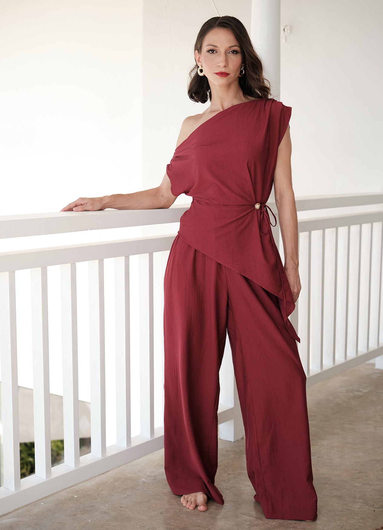 RINA DROP SHOULDER SET : RUBY