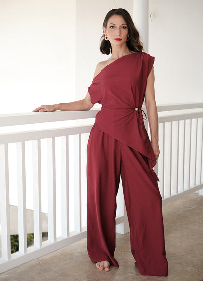 RINA DROP SHOULDER SET : RUBY