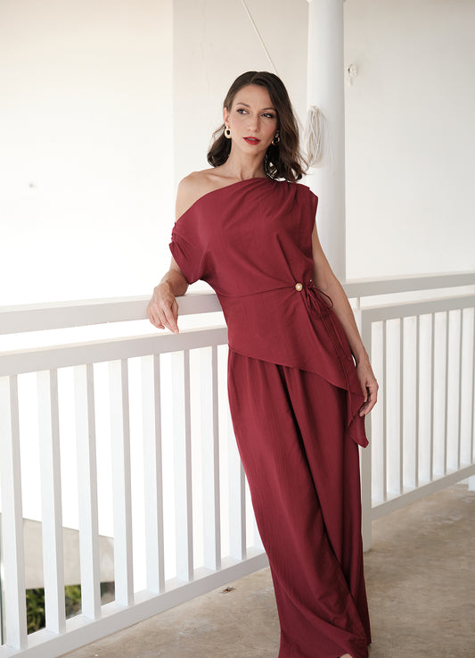 RINA DROP SHOULDER SET : RUBY
