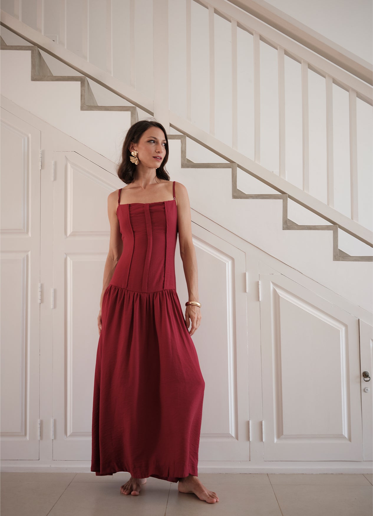 IVY DROP WAIST DRESS RUBY