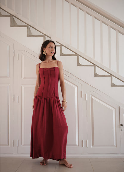 IVY DROP WAIST DRESS RUBY