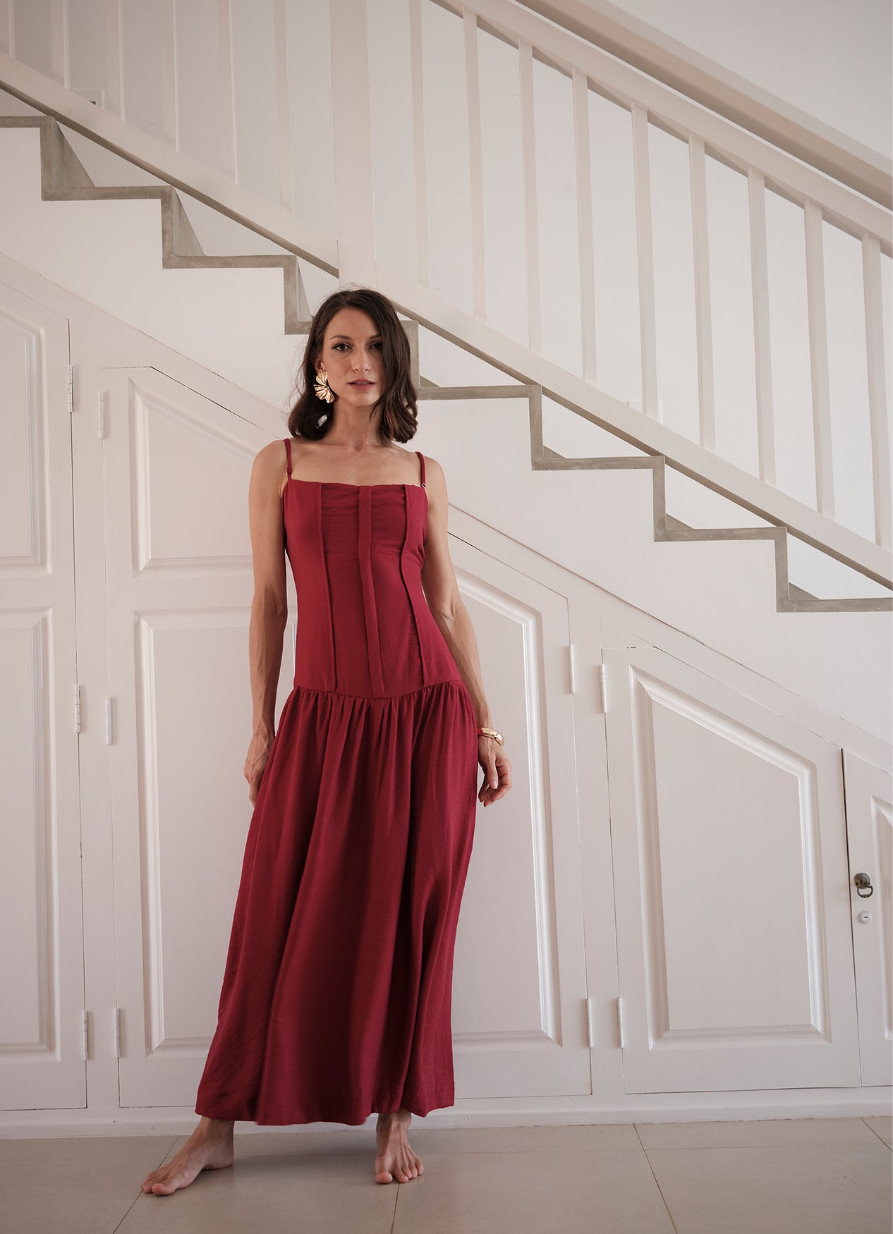 IVY DROP WAIST DRESS RUBY