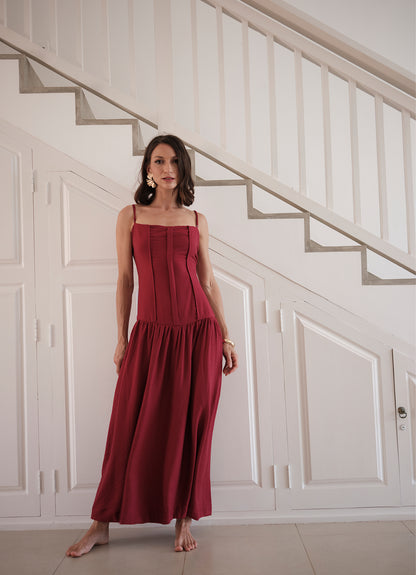 IVY DROP WAIST DRESS RUBY