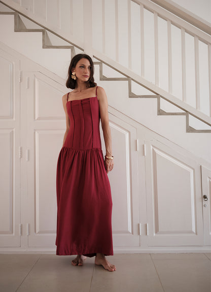 IVY DROP WAIST DRESS RUBY