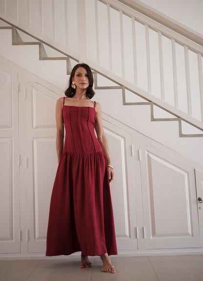 IVY DROP WAIST DRESS RUBY