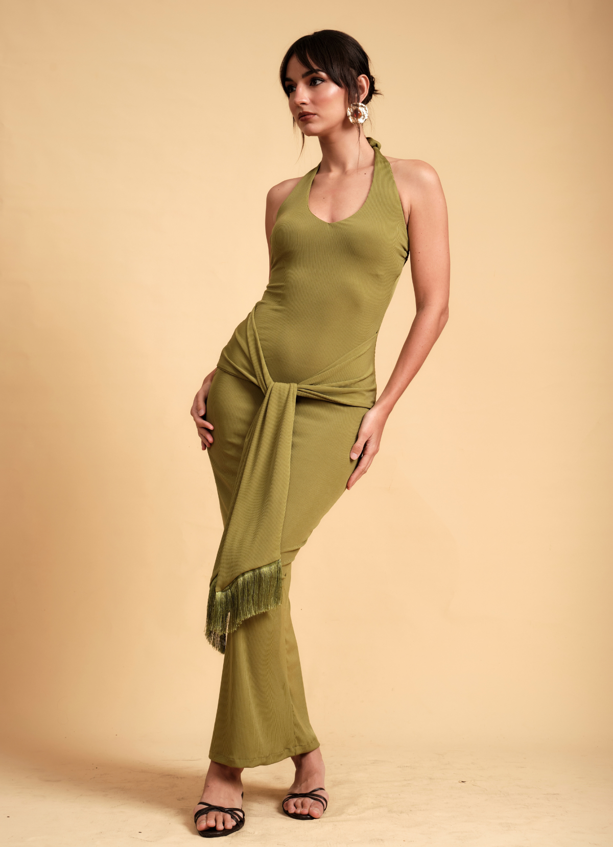 DORA HALTER DRESS FERN