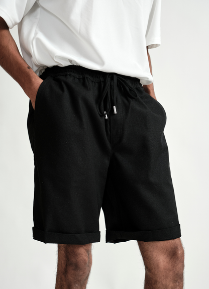 LINEN SHORT BLACK