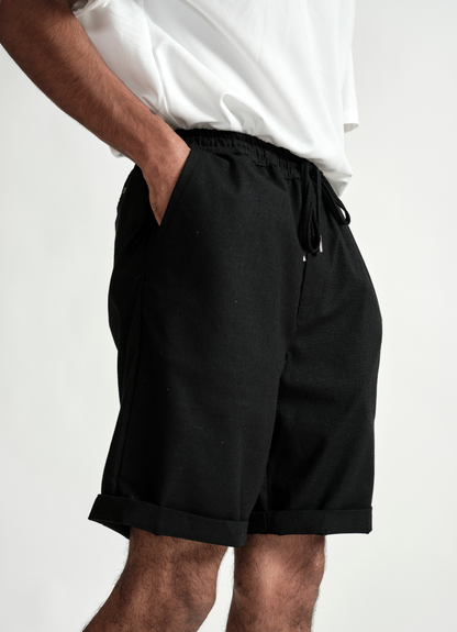 LINEN SHORT BLACK