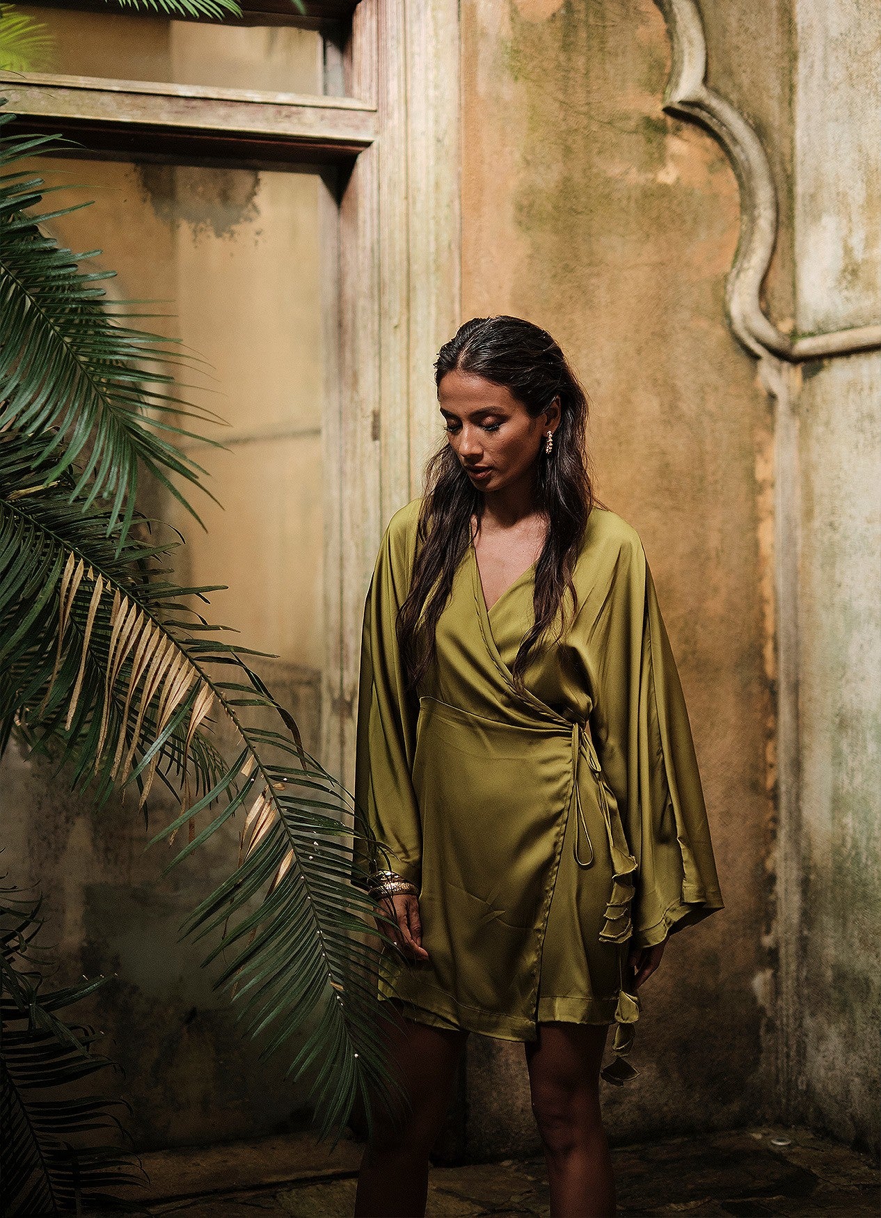 BOHO WRAP DRESS : OLIVE