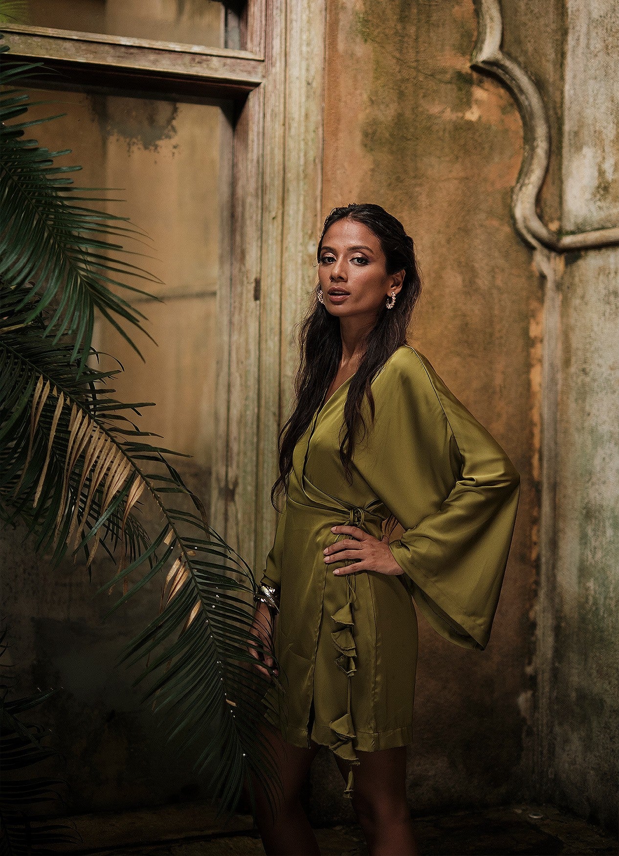 BOHO WRAP DRESS : OLIVE