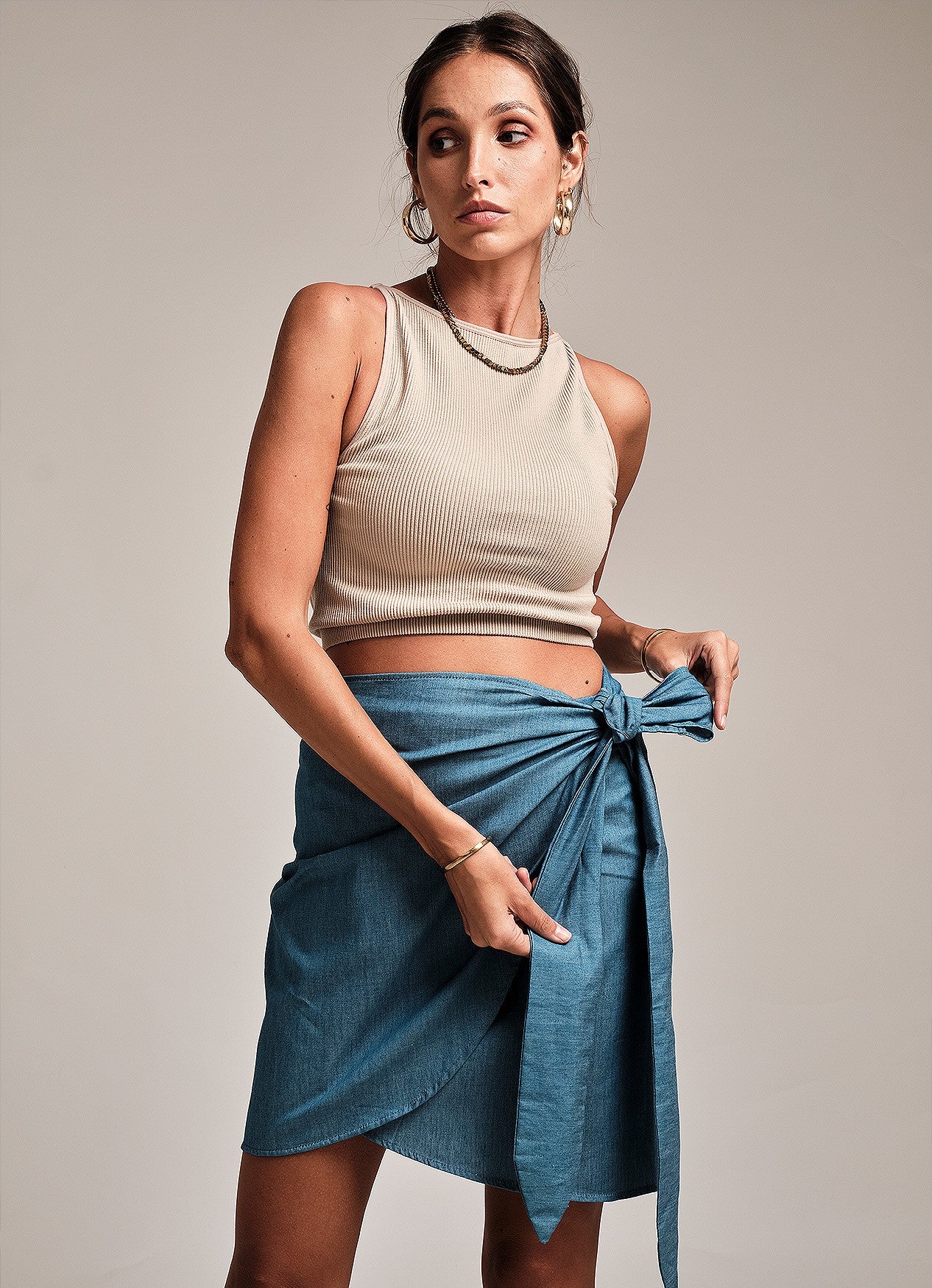MIA WRAP SKIRT : DENIM