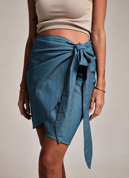 MIA WRAP SKIRT : DENIM