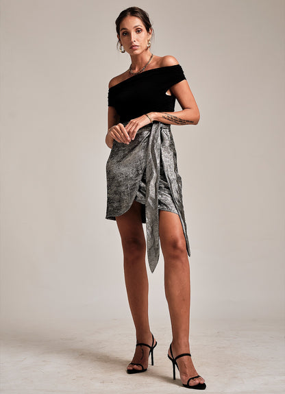 MIA WRAP SKIRT : SILVER