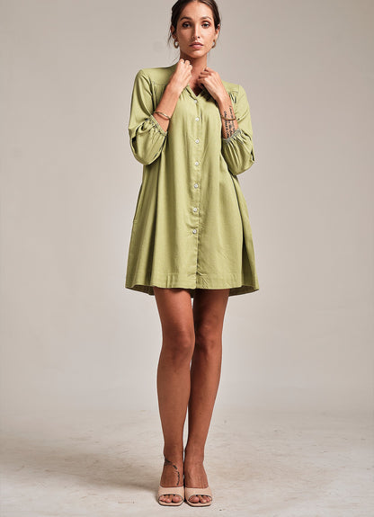 FREYA SHIRT DRESS : GREEN