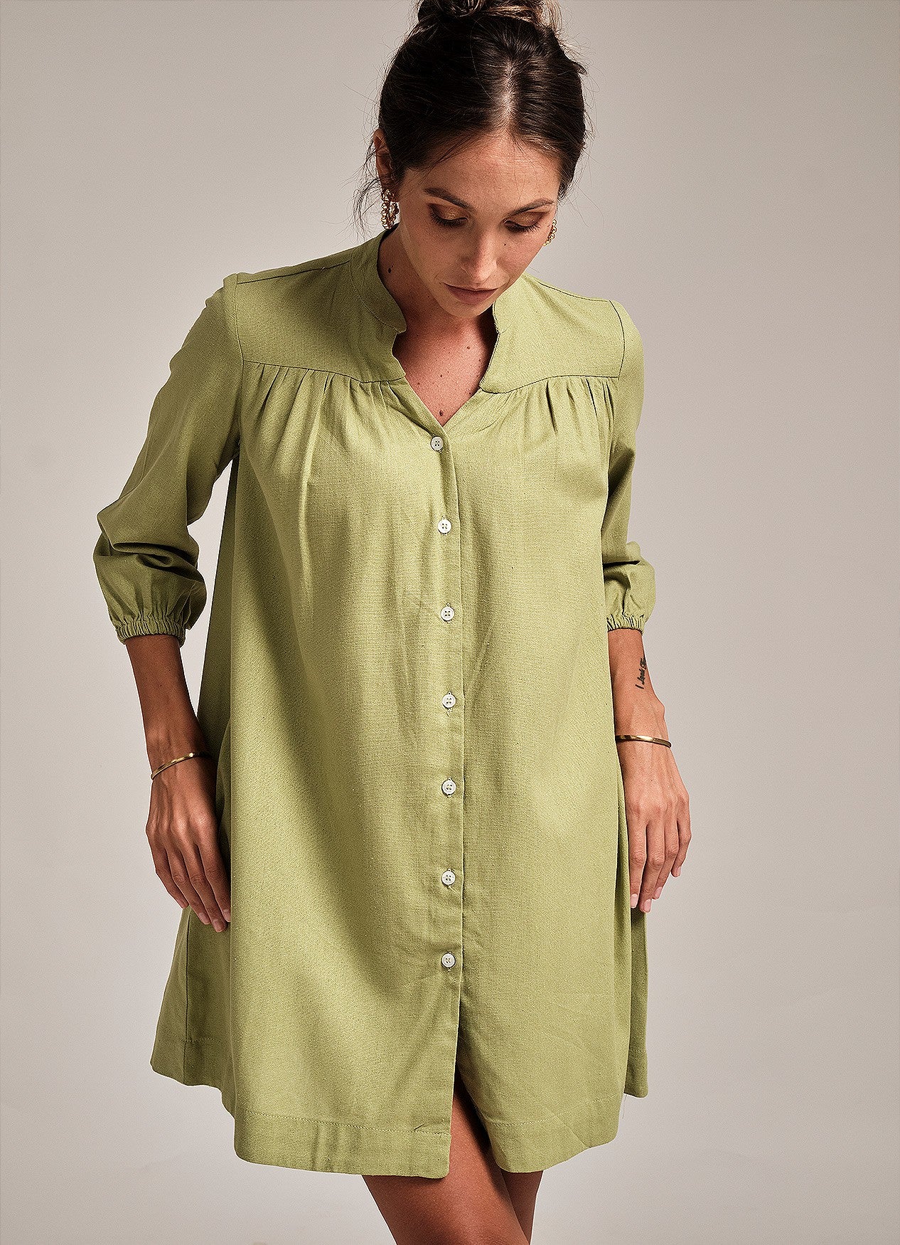 FREYA SHIRT DRESS : GREEN