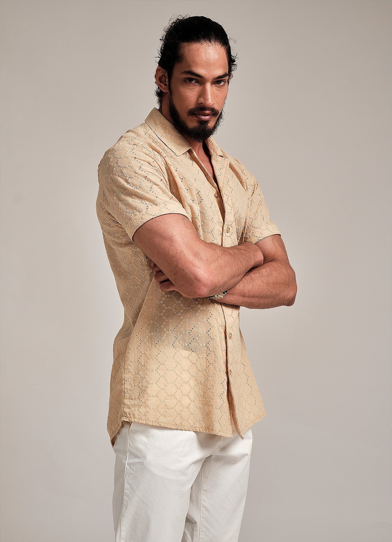 LIAM BEIGE CUTLAWN SHIRT 2