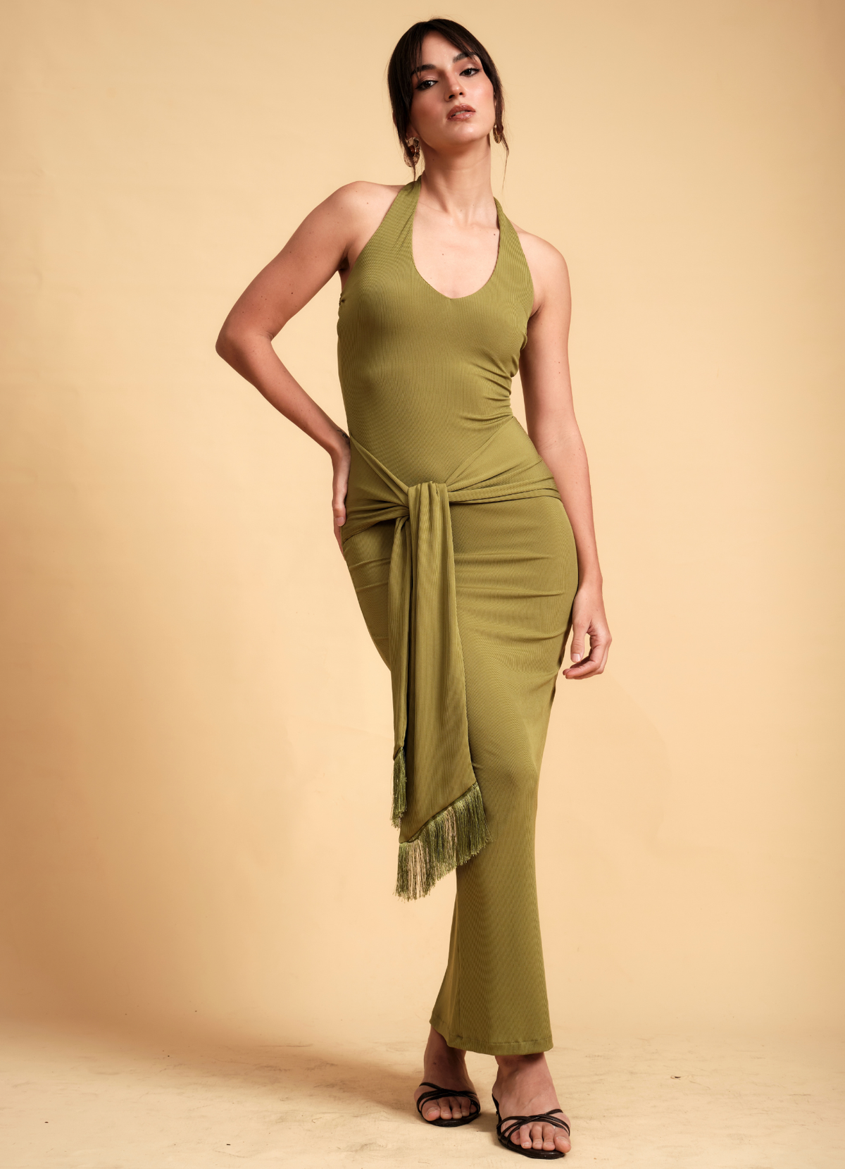 DORA HALTER DRESS FERN