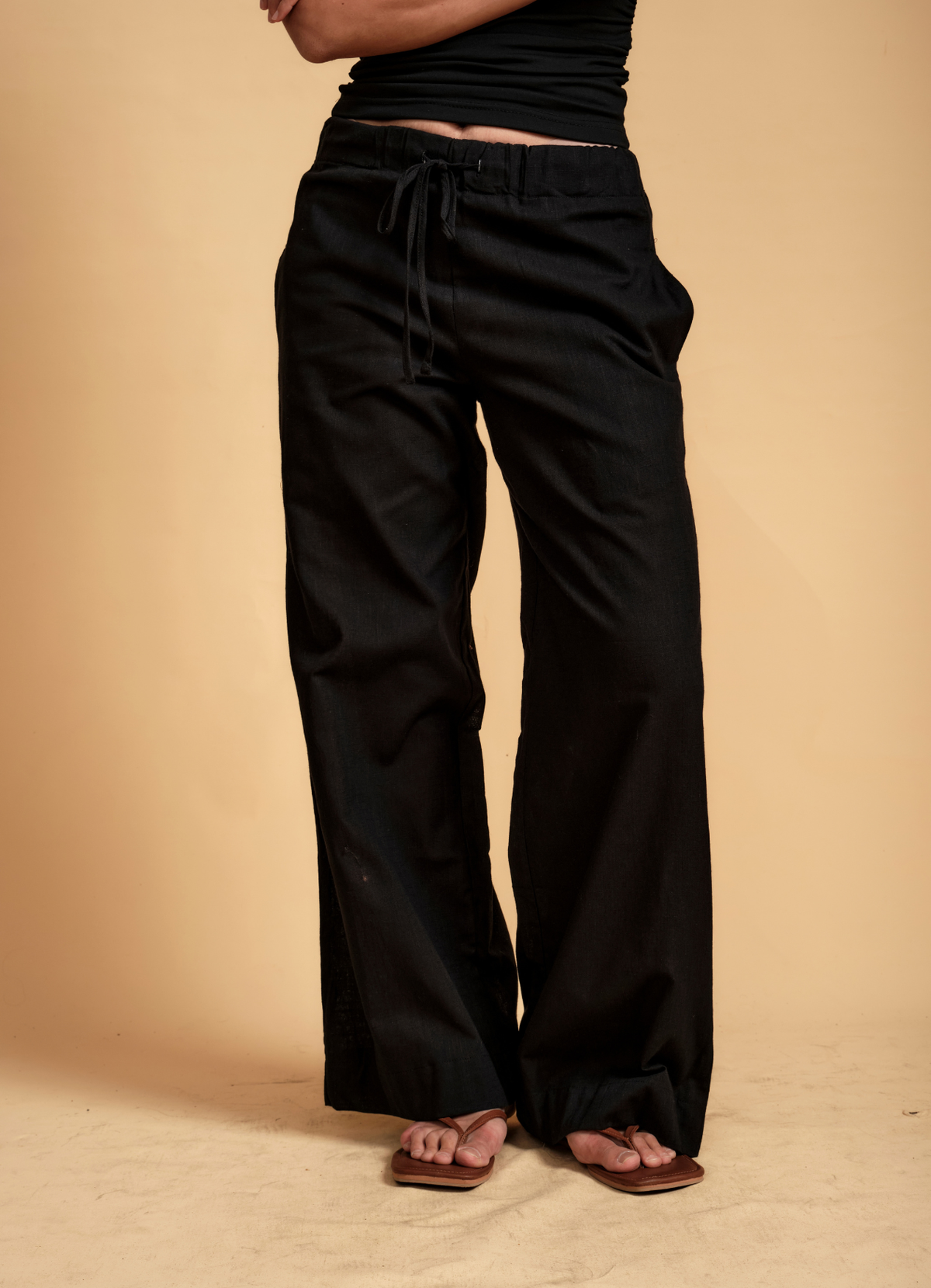 KIA DRAW STRING LINEN PANT INK