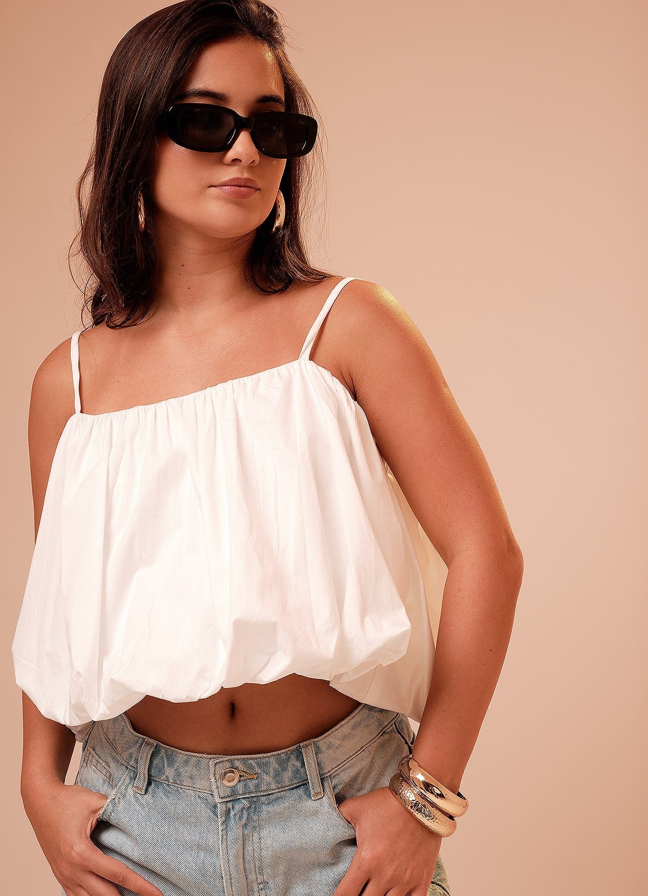 AVA BALLOON TOP : WHITE