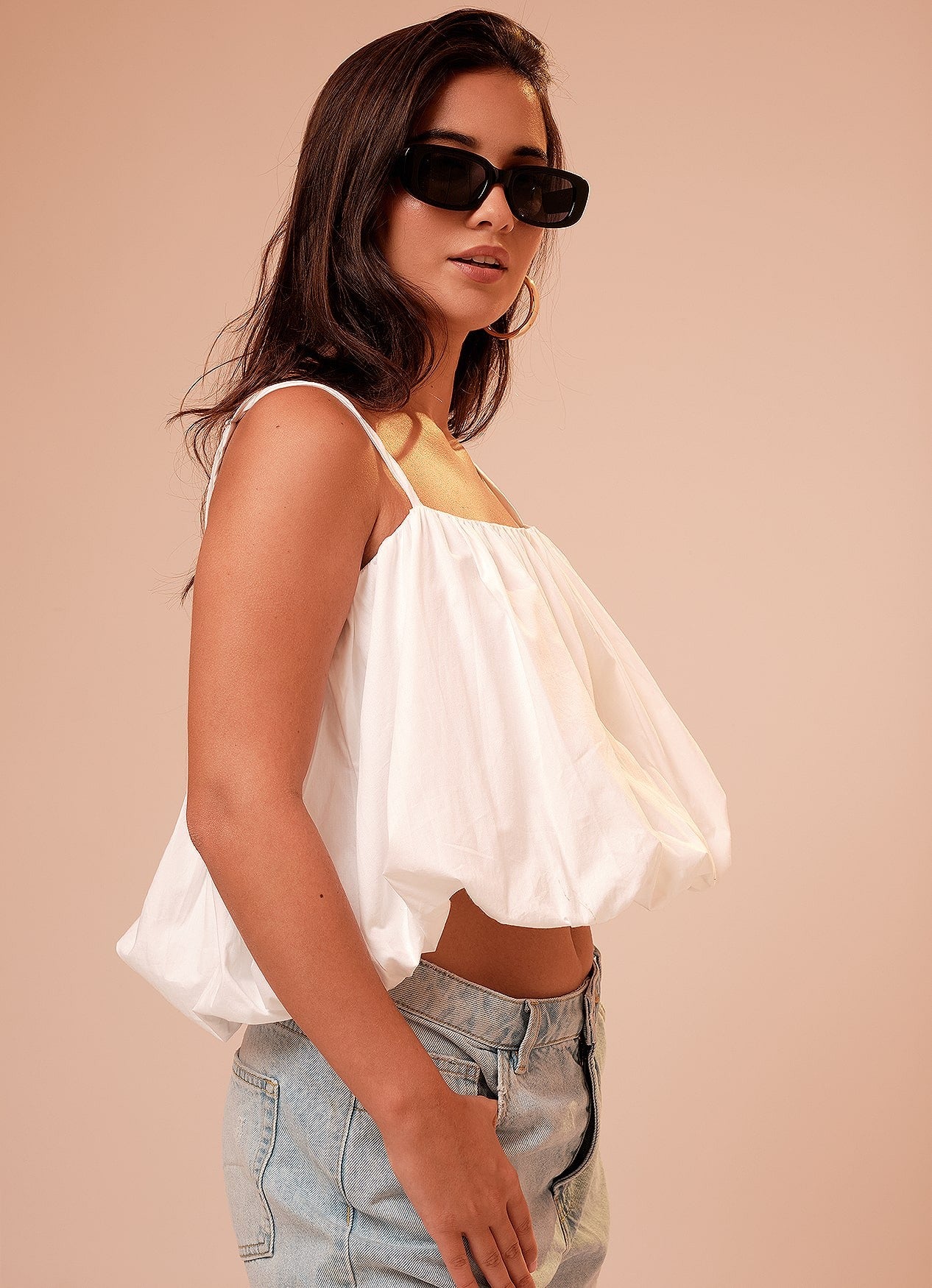 AVA BALLOON TOP : WHITE