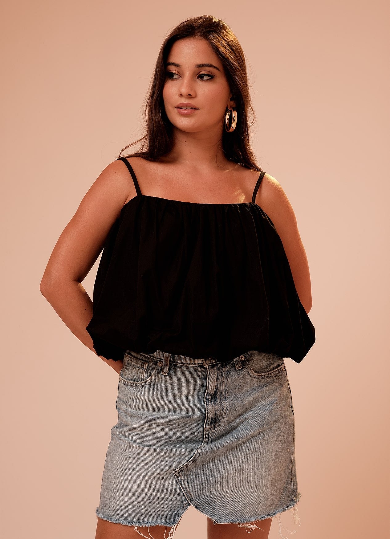 AVA BALLOON TOP : BLACK