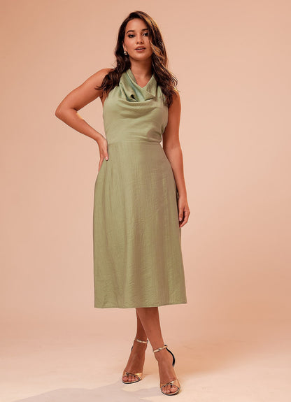 HARPER COWL DRESS : TEAL