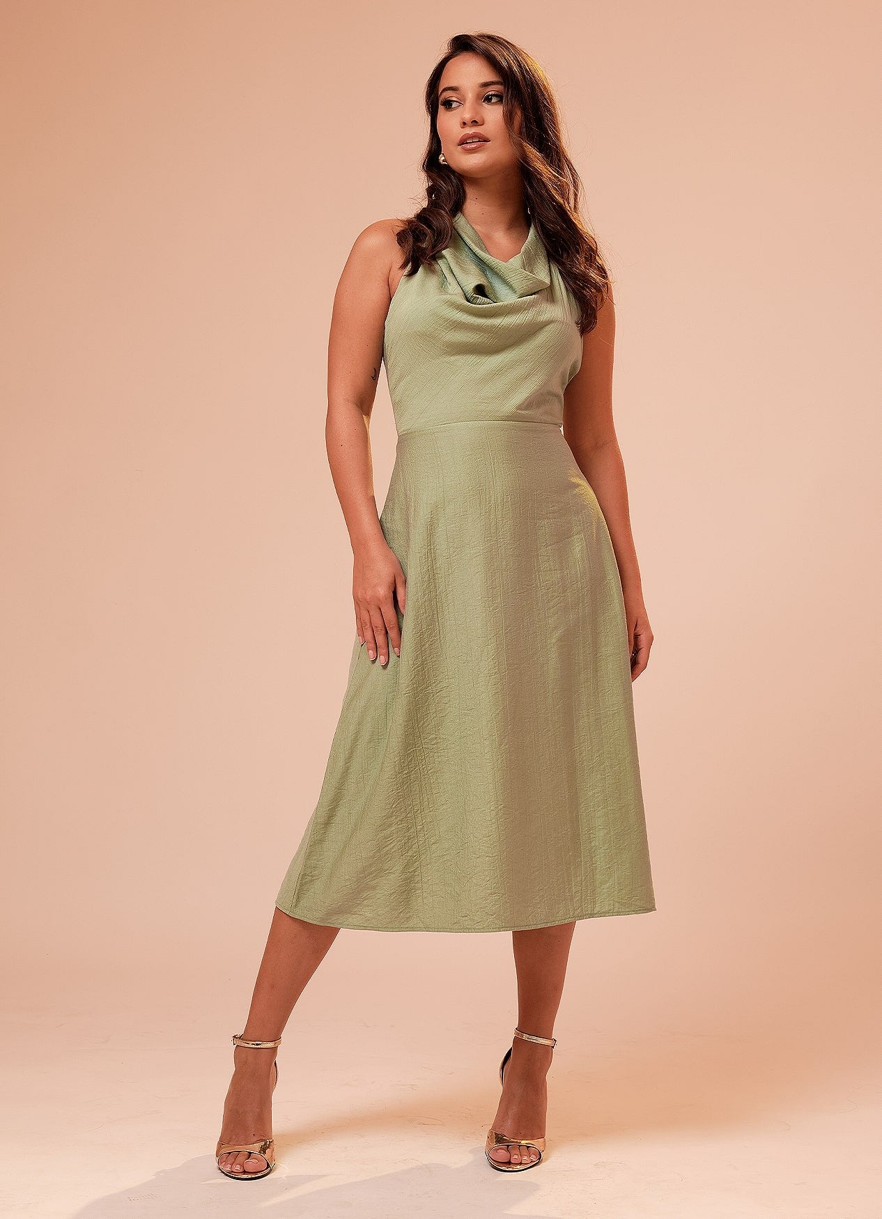 HARPER COWL DRESS : TEAL