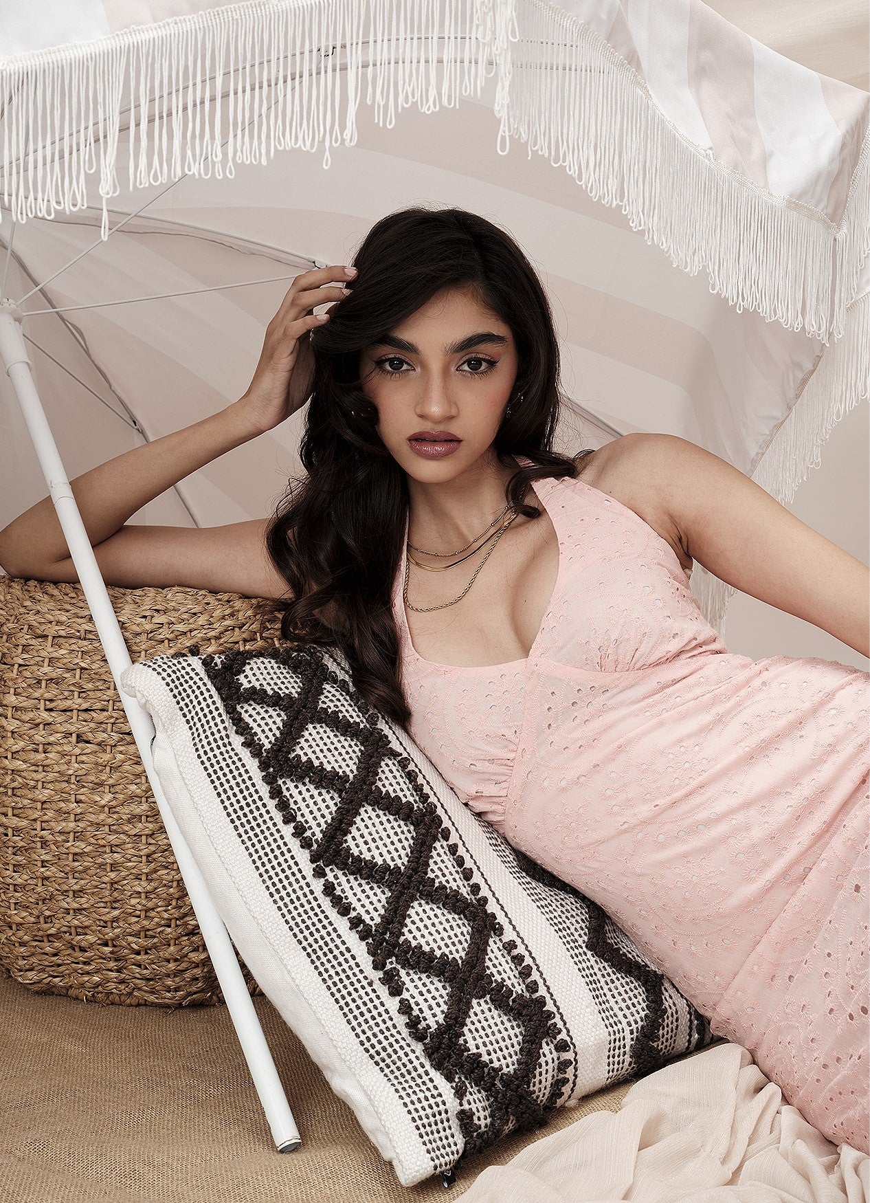 LYRA HALTER DRESS : BLUSH