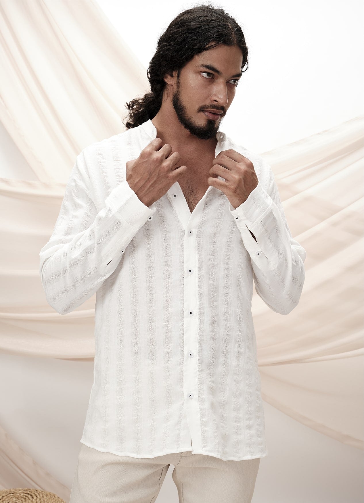 KAI STRIPE SHIRT : WHITE