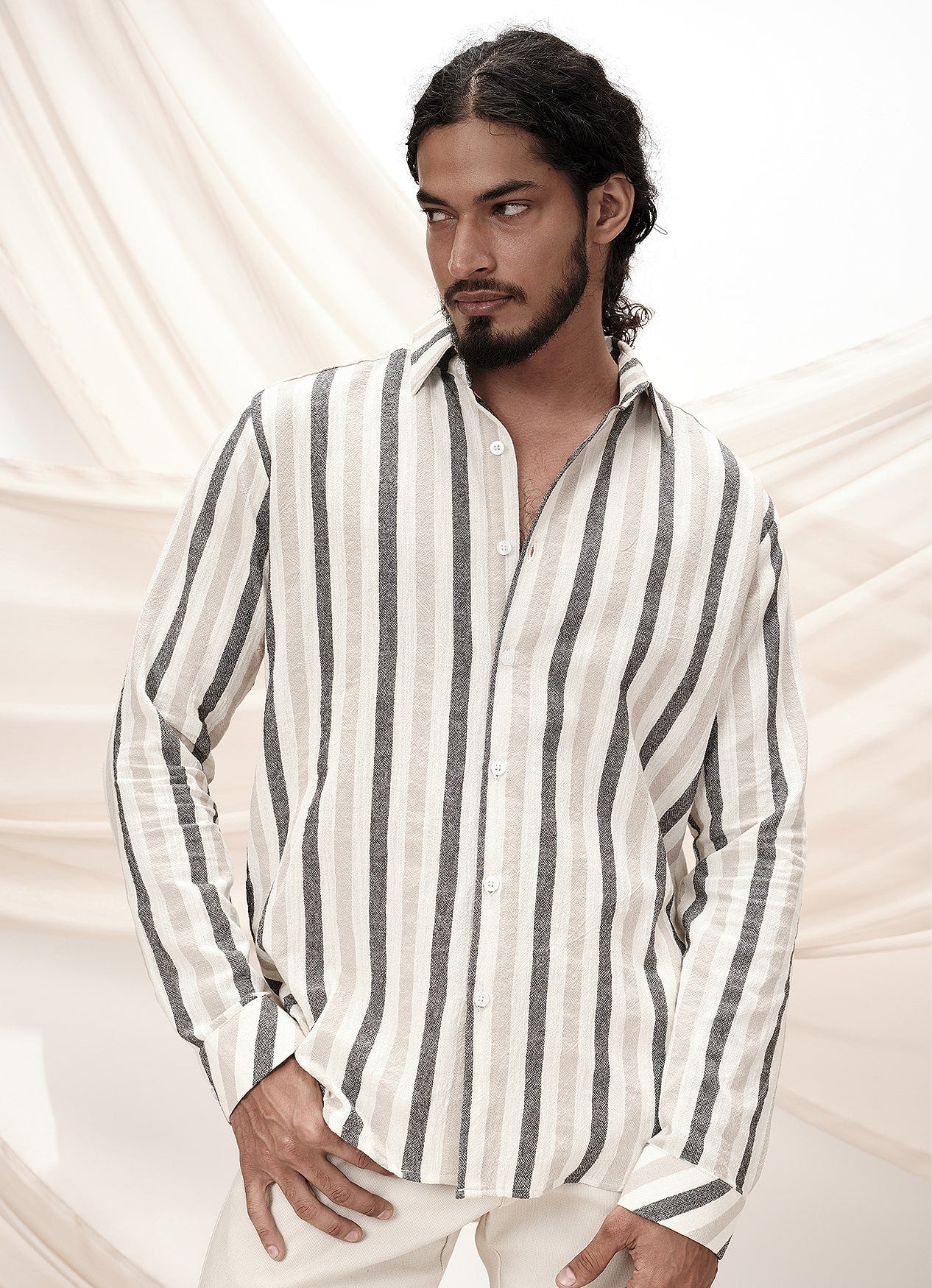 LINEN WEST STRIPE SHIRT