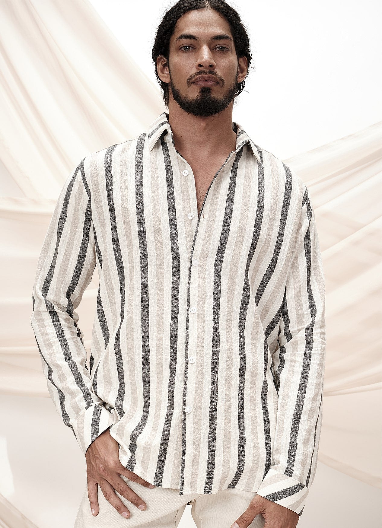 LINEN WEST STRIPE SHIRT