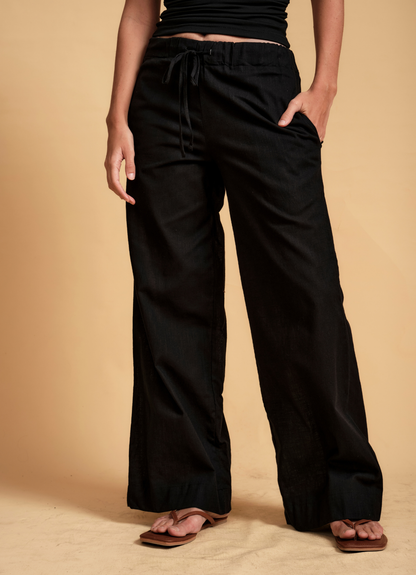 KIA DRAW STRING LINEN PANT INK