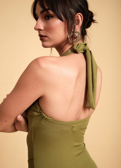 DORA HALTER DRESS FERN