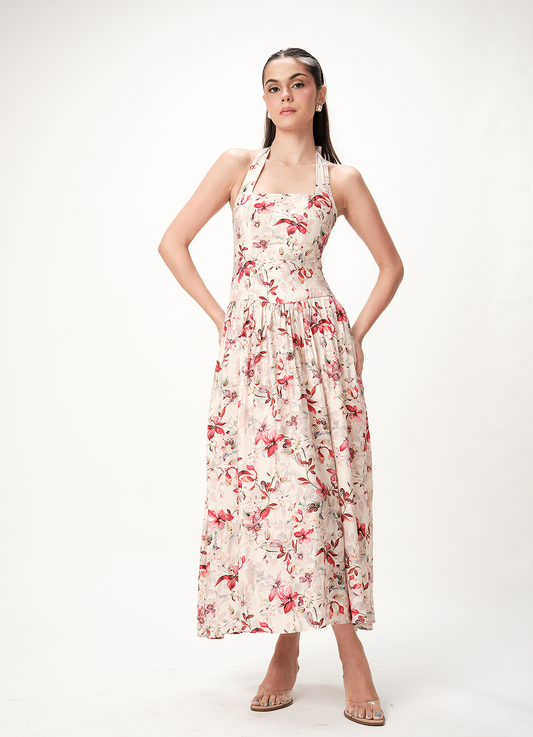 NIRA HALTER DRESS FLORAL