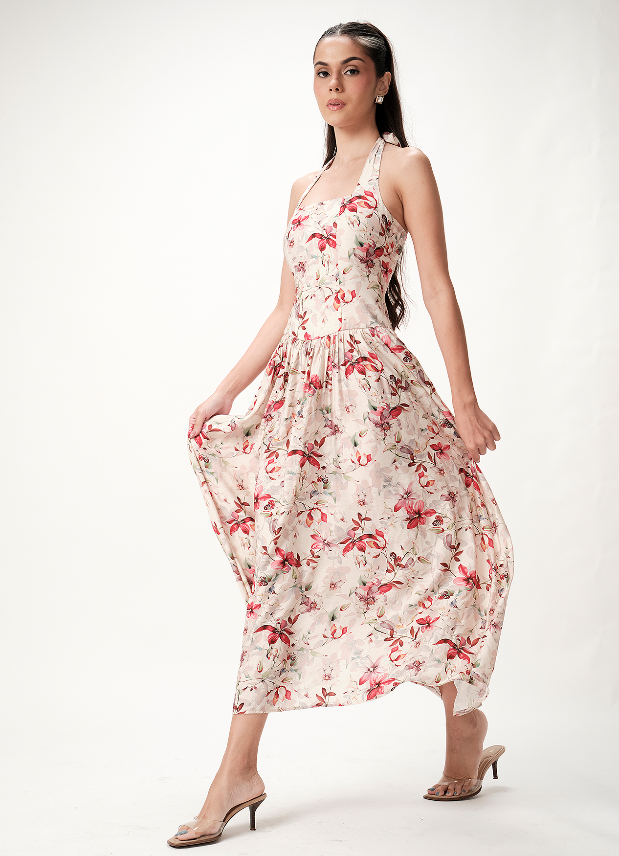 NIRA HALTER DRESS FLORAL