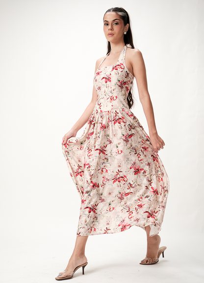 NIRA HALTER DRESS FLORAL