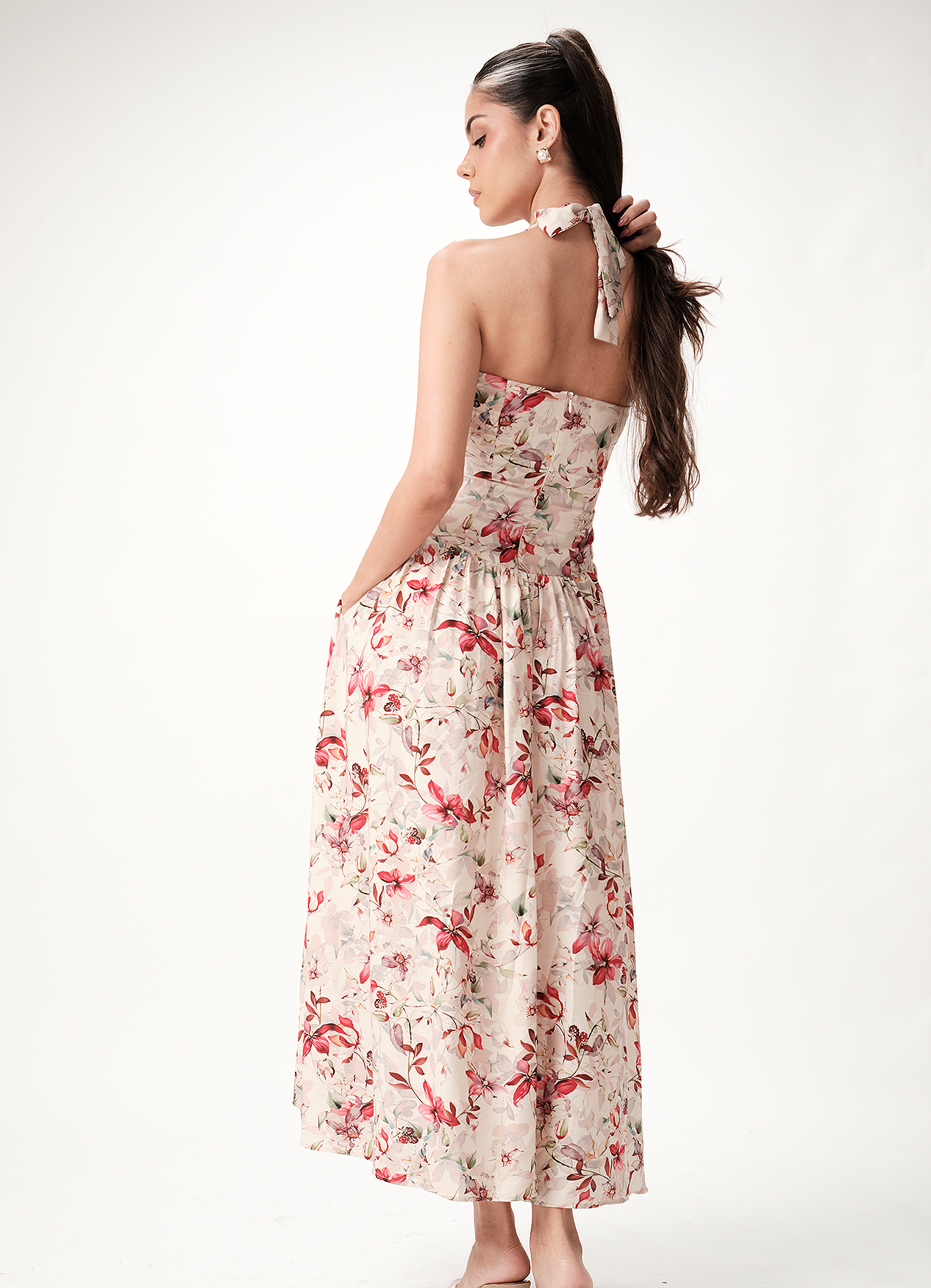 NIRA HALTER DRESS FLORAL