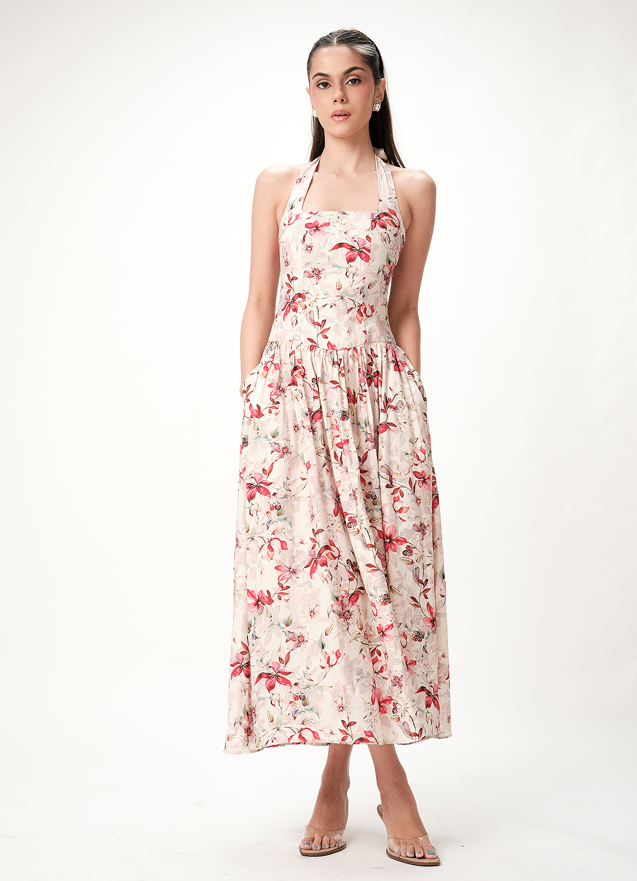 NIRA HALTER DRESS FLORAL