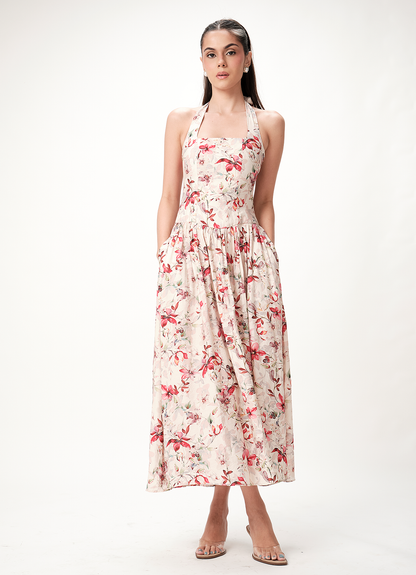 NIRA HALTER DRESS FLORAL