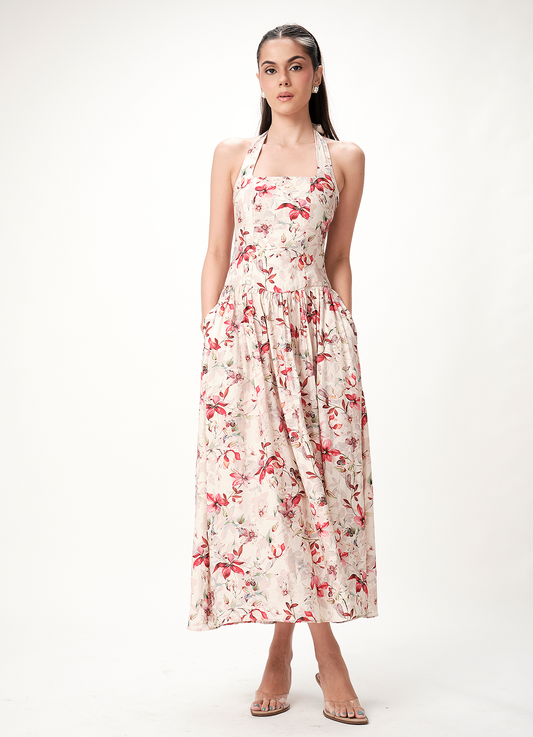NIRA HALTER DRESS FLORAL